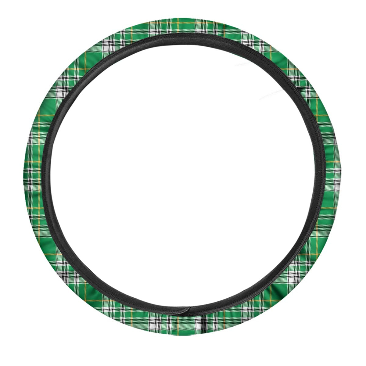 Stewart Plaid Saint Patrick's Day Print Pattern Car Steering Wheel Cover-grizzshop