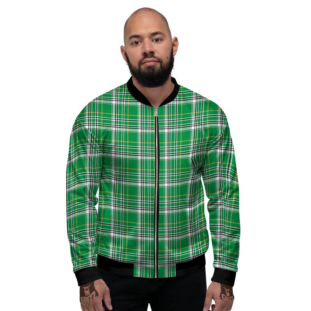 Stewart Plaid Saint Patrick's Day Print Pattern Men's Bomber Jacket-grizzshop