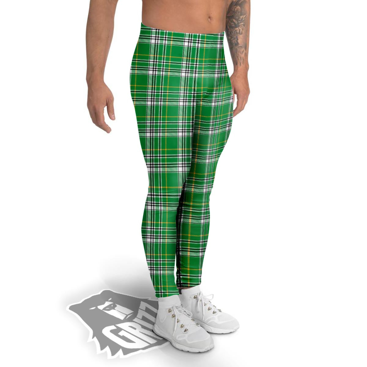 Stewart Plaid Saint Patrick's Day Print Pattern Men's Leggings-grizzshop