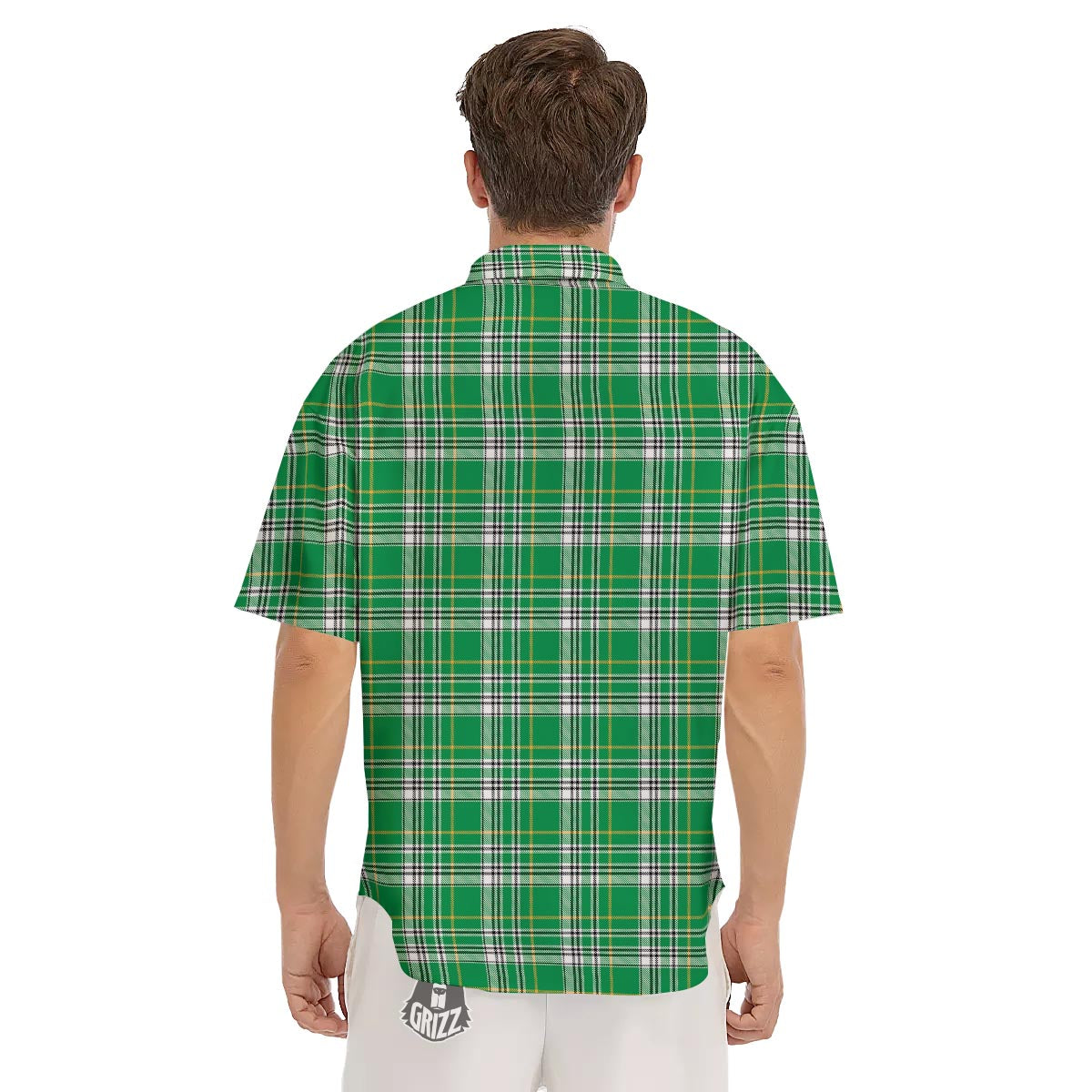 Stewart Plaid Saint Patrick's Day Print Pattern Men's Short Sleeve Shirts-grizzshop