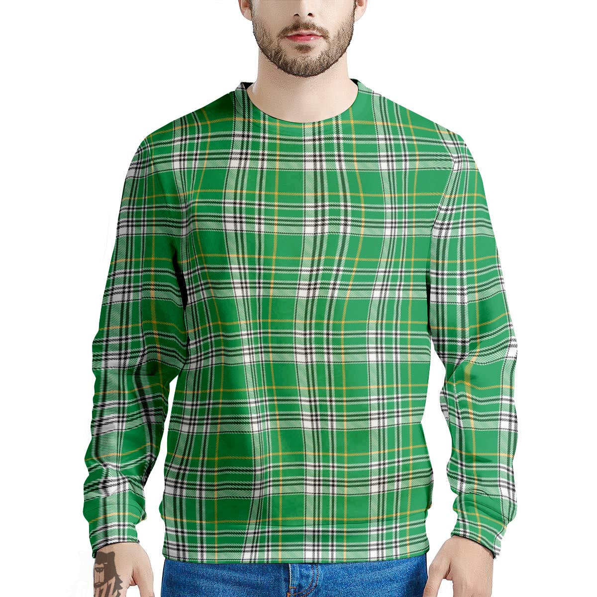 Stewart Plaid Saint Patrick's Day Print Pattern Men's Sweatshirt-grizzshop