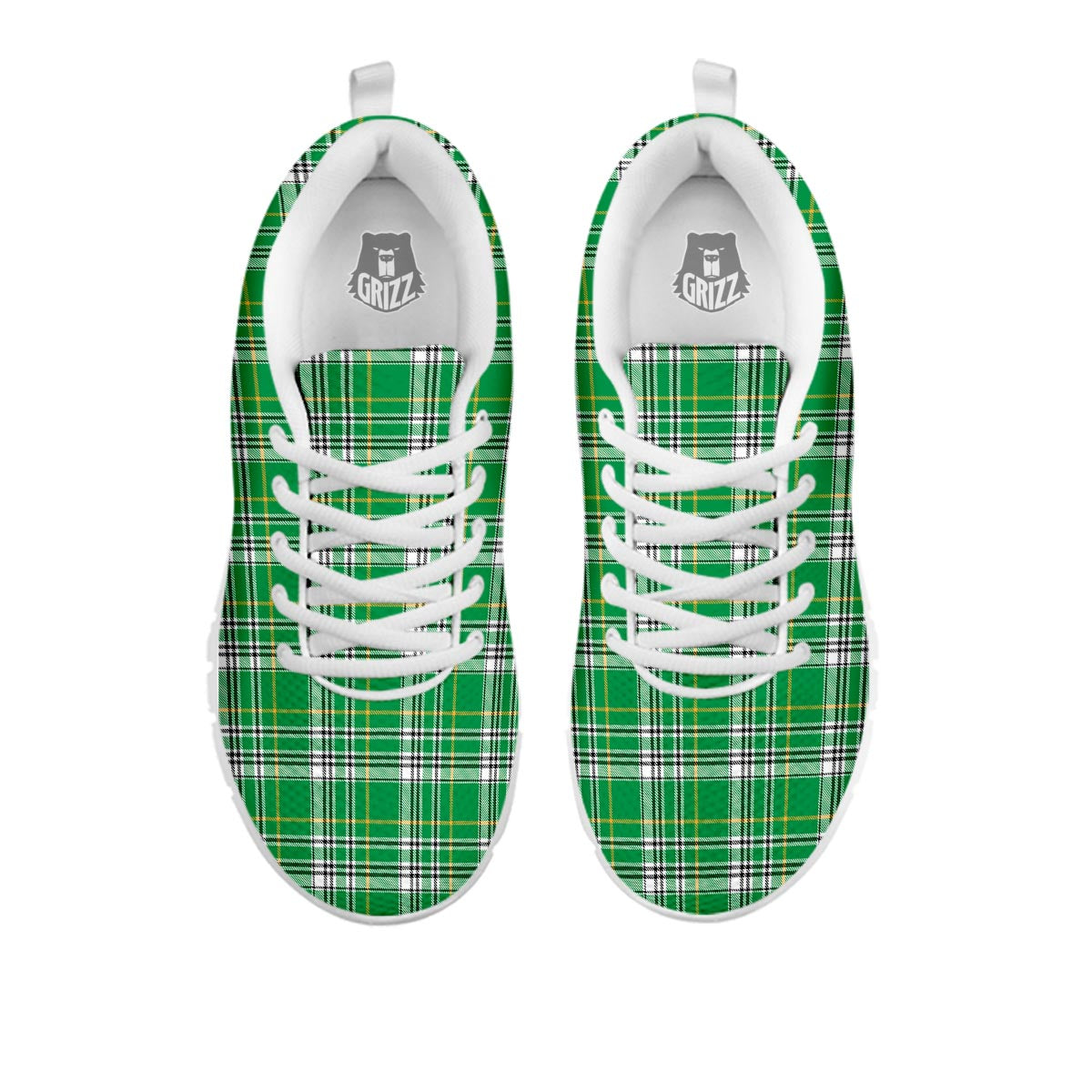 Stewart Plaid Saint Patrick's Day Print Pattern White Sneaker-grizzshop