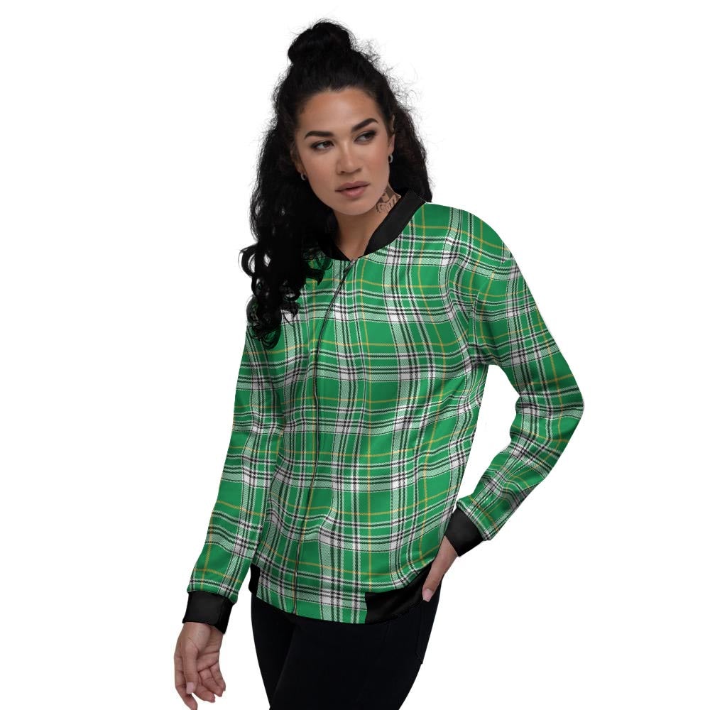 Stewart Plaid Saint Patrick's Day Print Pattern Women's Bomber Jacket-grizzshop