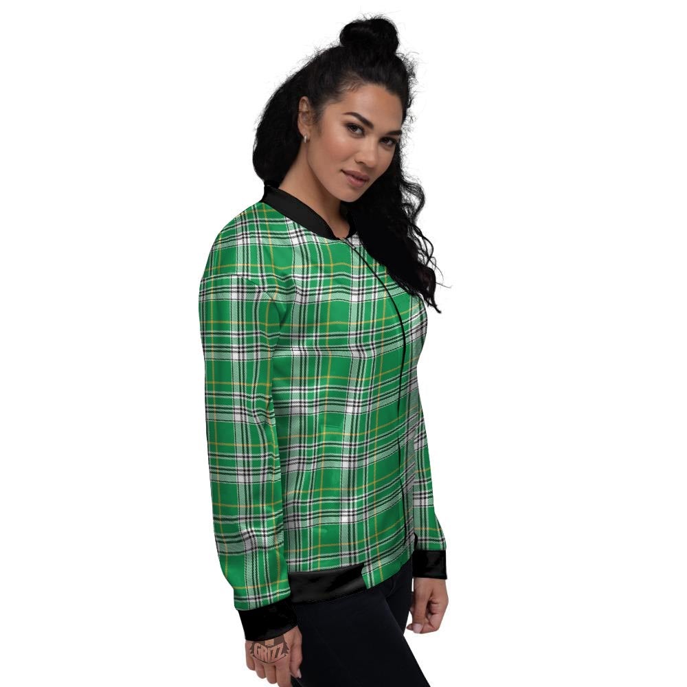 Stewart Plaid Saint Patrick's Day Print Pattern Women's Bomber Jacket-grizzshop