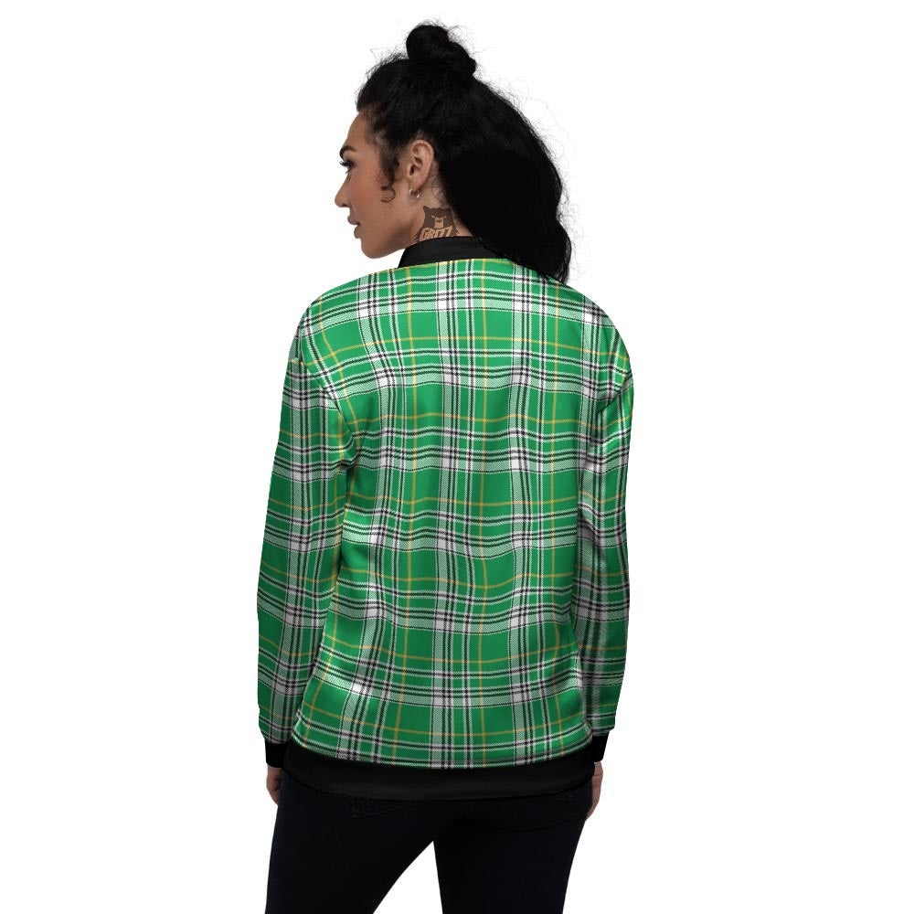 Stewart Plaid Saint Patrick's Day Print Pattern Women's Bomber Jacket-grizzshop