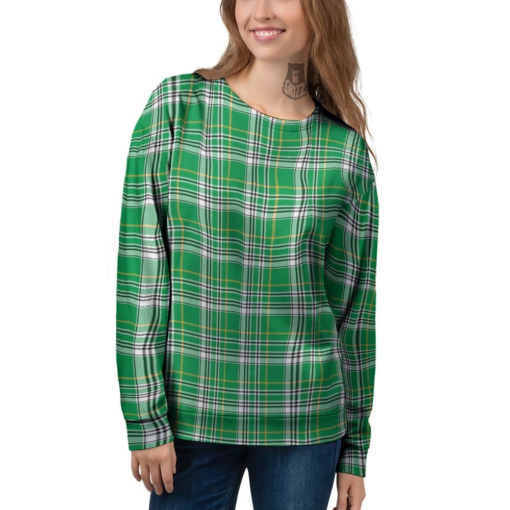 Stewart Plaid Saint Patrick's Day Print Pattern Women's Sweatshirt-grizzshop