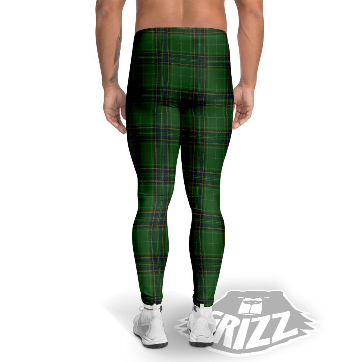 Stewart Tartan Blue And Green Print Men's Leggings-grizzshop