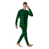 Stewart Tartan Green And Black Print Men's Pajamas-grizzshop