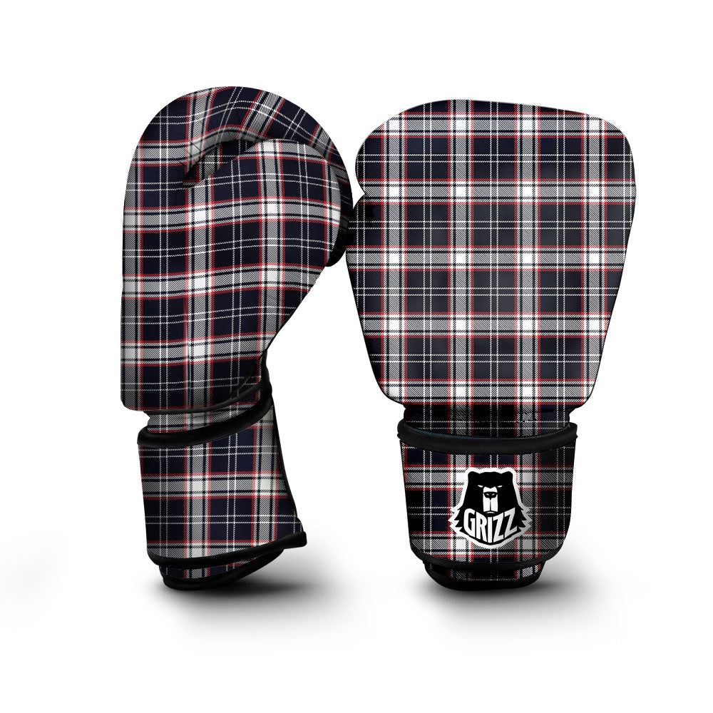 Stewart Tartan Red And Black Print Boxing Gloves-grizzshop