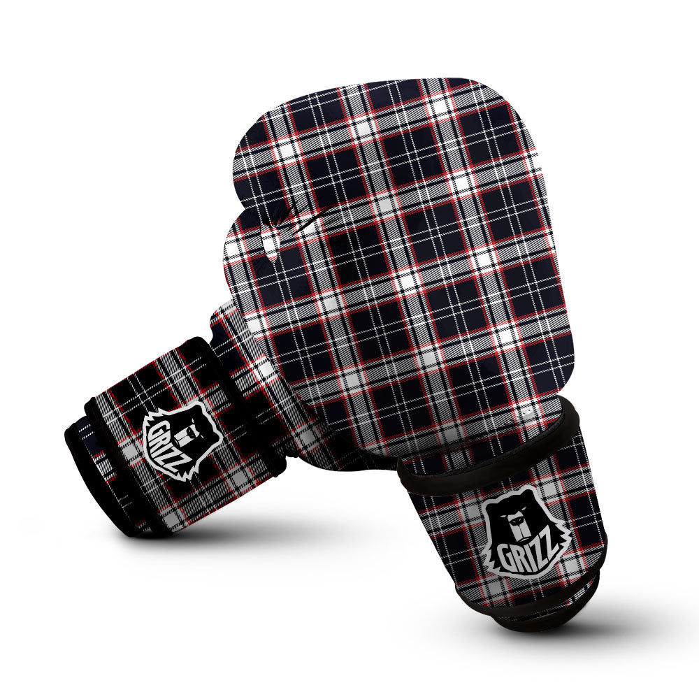Stewart Tartan Red And Black Print Boxing Gloves-grizzshop