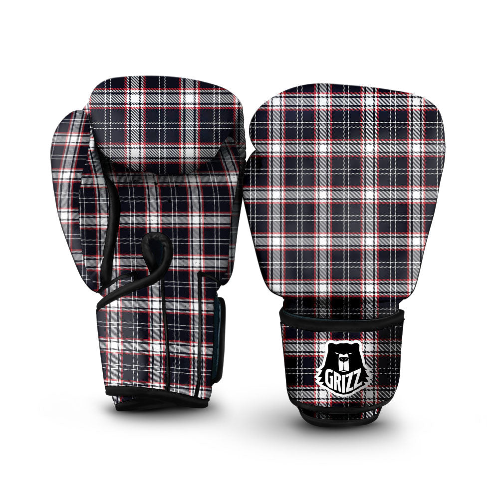 Stewart Tartan Red And Black Print Boxing Gloves-grizzshop