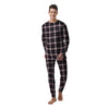 Stewart Tartan Red And Black Print Men's Pajamas-grizzshop