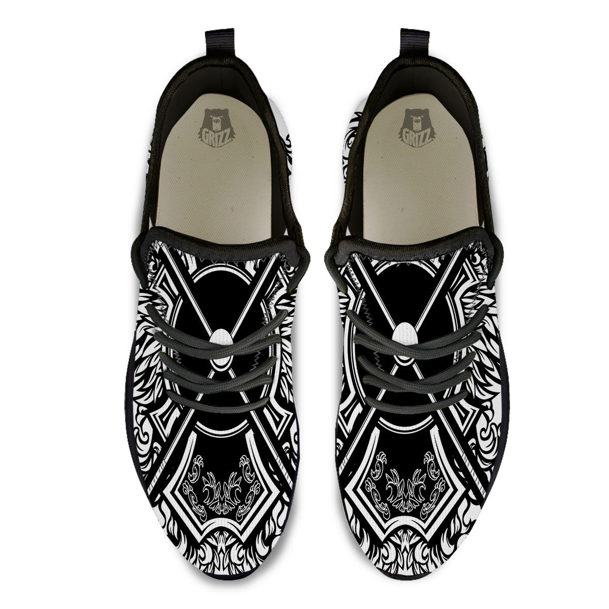 Sticks Lacrosse Ornate Wing Print Black Athletic Shoes-grizzshop