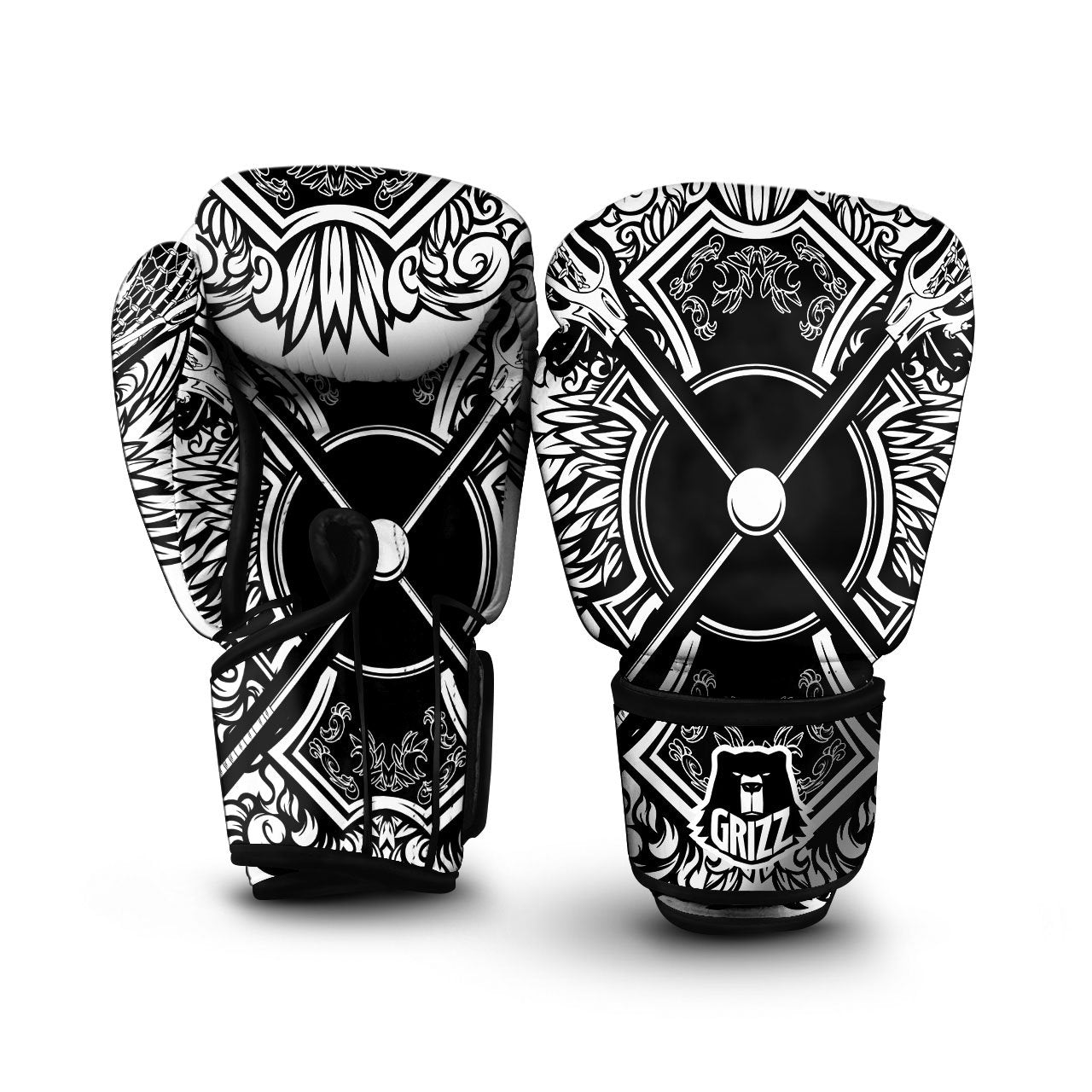Sticks Lacrosse Ornate Wing Print Boxing Gloves-grizzshop