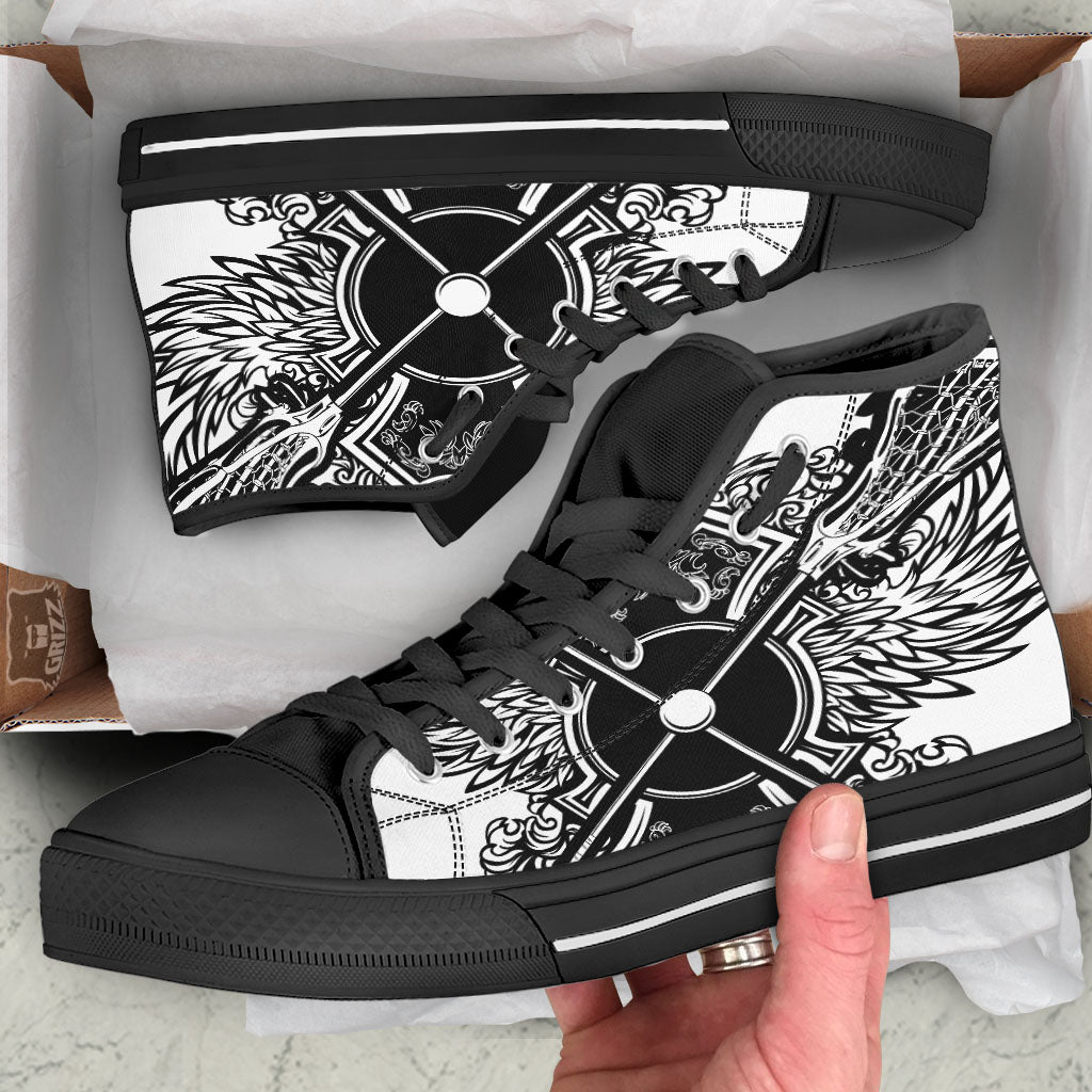 Sticks Lacrosse Ornate Wing Print High Top Shoes-grizzshop