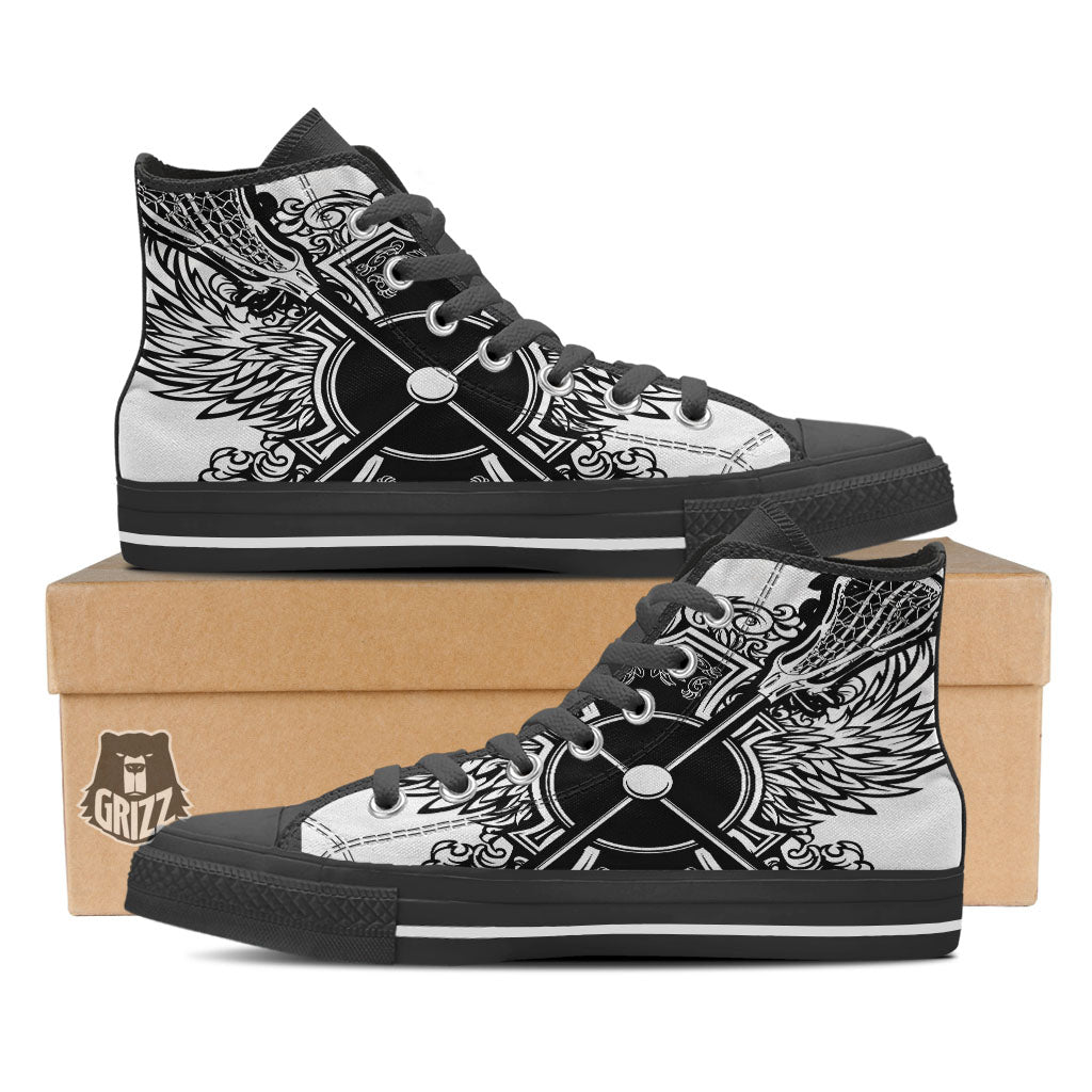Sticks Lacrosse Ornate Wing Print High Top Shoes-grizzshop
