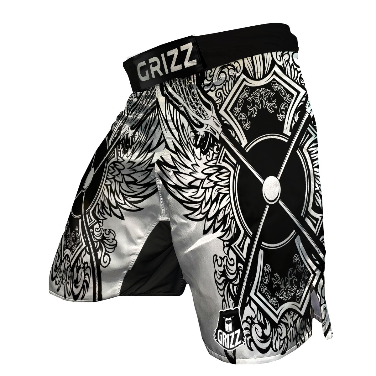 Sticks Lacrosse Ornate Wing Print MMA Shorts-grizzshop