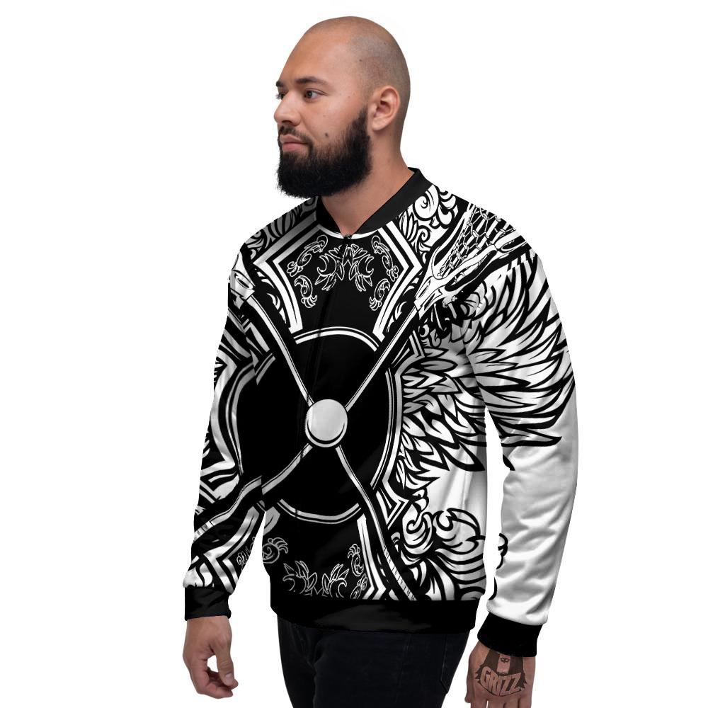 Sticks Lacrosse Ornate Wing Print Men's Bomber Jacket-grizzshop