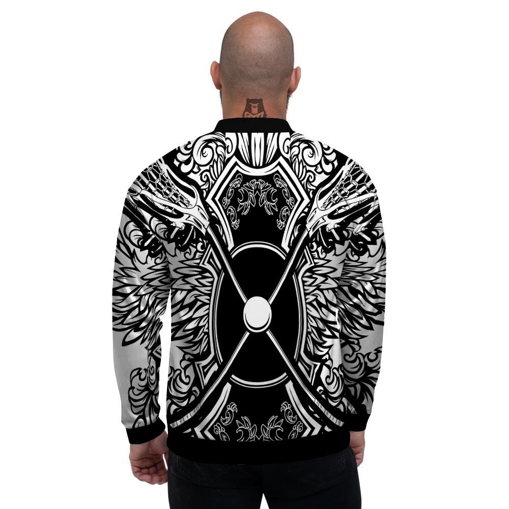 Sticks Lacrosse Ornate Wing Print Men's Bomber Jacket-grizzshop