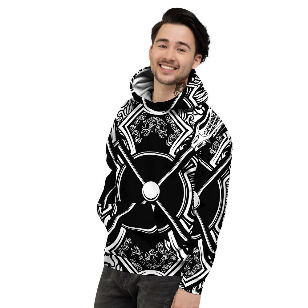 Sticks Lacrosse Ornate Wing Print Men's Hoodie-grizzshop