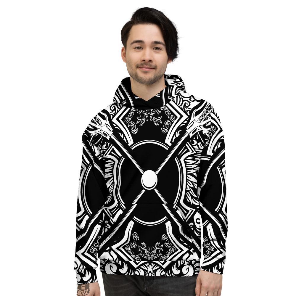 Sticks Lacrosse Ornate Wing Print Men's Hoodie-grizzshop