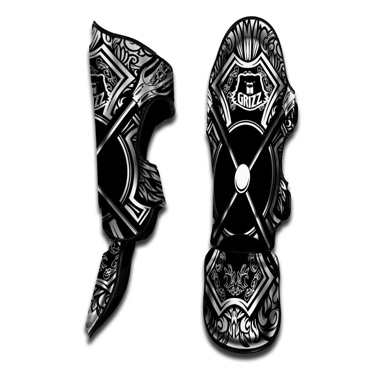 Sticks Lacrosse Ornate Wing Print Muay Thai Shin Guards-grizzshop