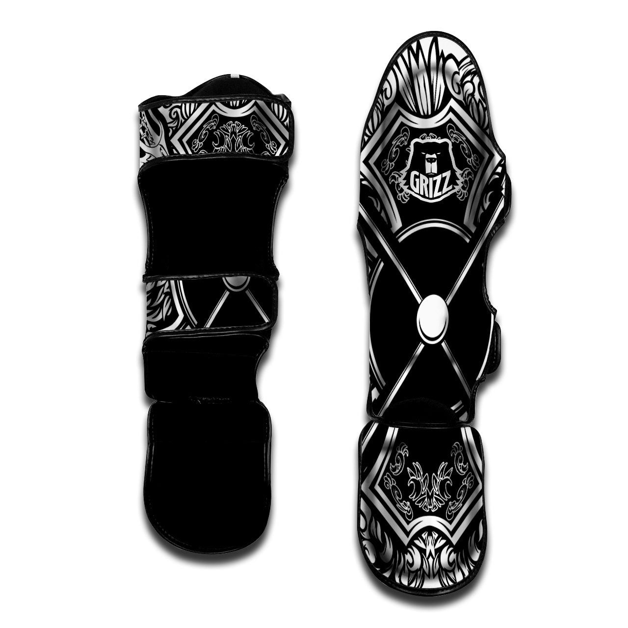 Sticks Lacrosse Ornate Wing Print Muay Thai Shin Guards-grizzshop