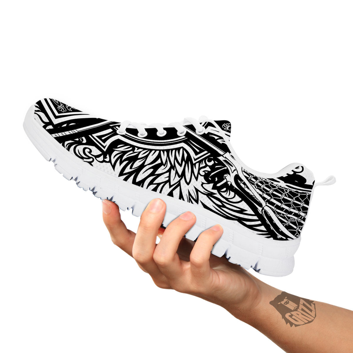 Sticks Lacrosse Ornate Wing Print White Sneaker-grizzshop