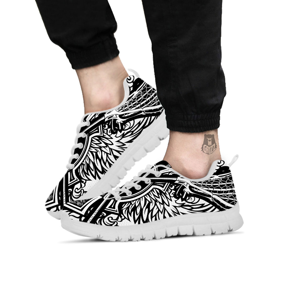 Sticks Lacrosse Ornate Wing Print White Sneaker-grizzshop