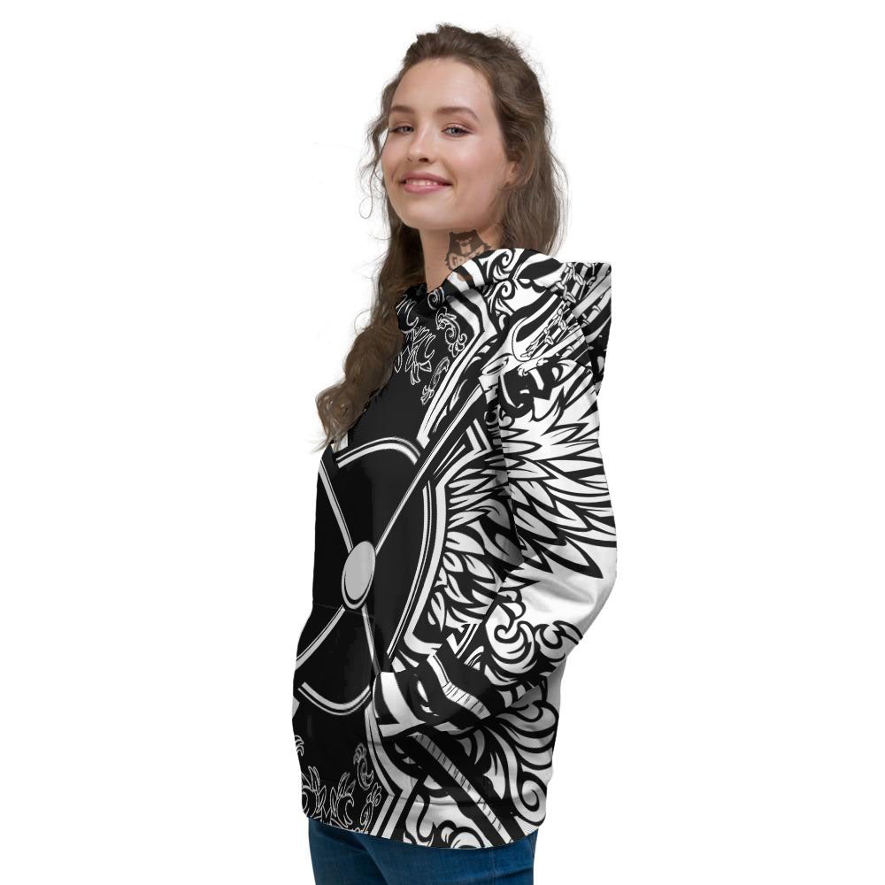 Sticks Lacrosse Ornate Wing Print Women's Hoodie-grizzshop