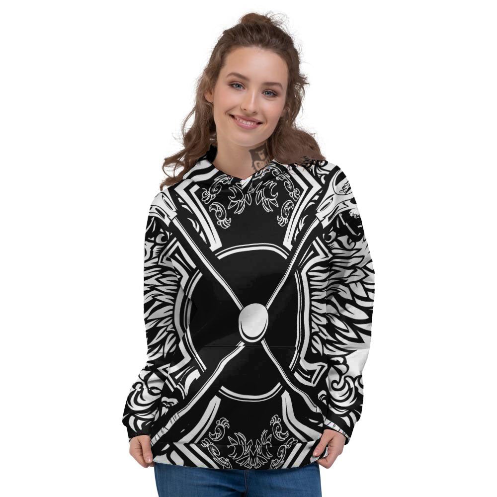 Sticks Lacrosse Ornate Wing Print Women's Hoodie-grizzshop