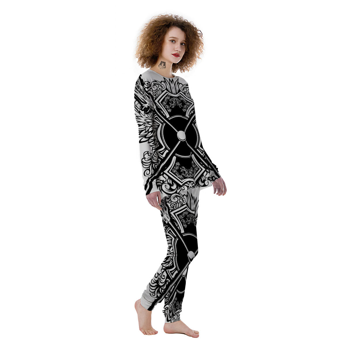 Sticks Lacrosse Ornate Wing Print Women's Pajamas-grizzshop