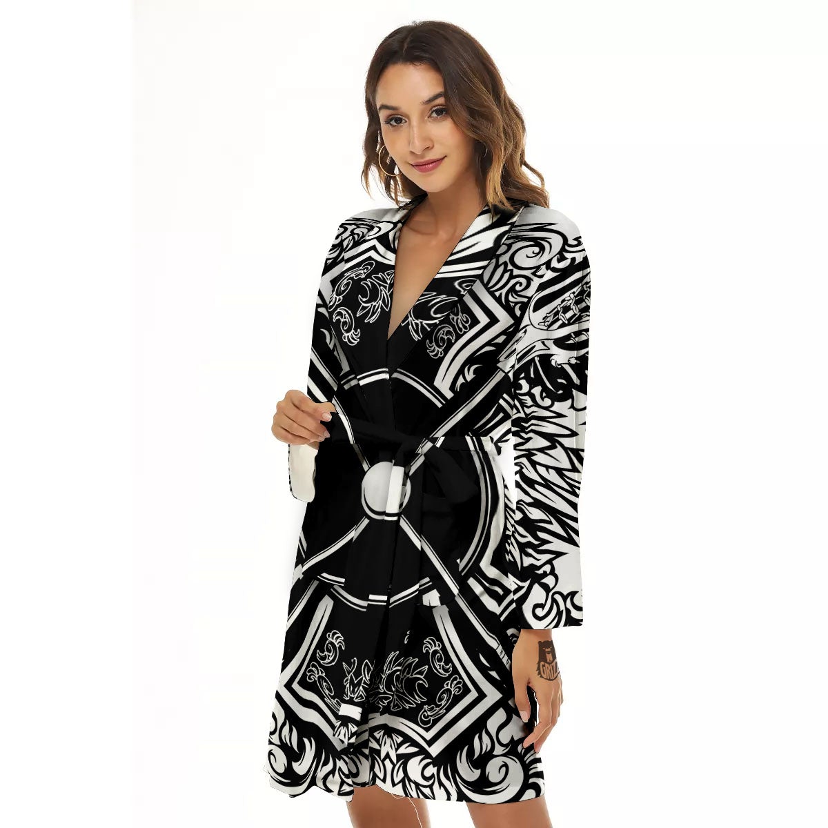 Sticks Lacrosse Ornate Wing Print Women's Robe-grizzshop