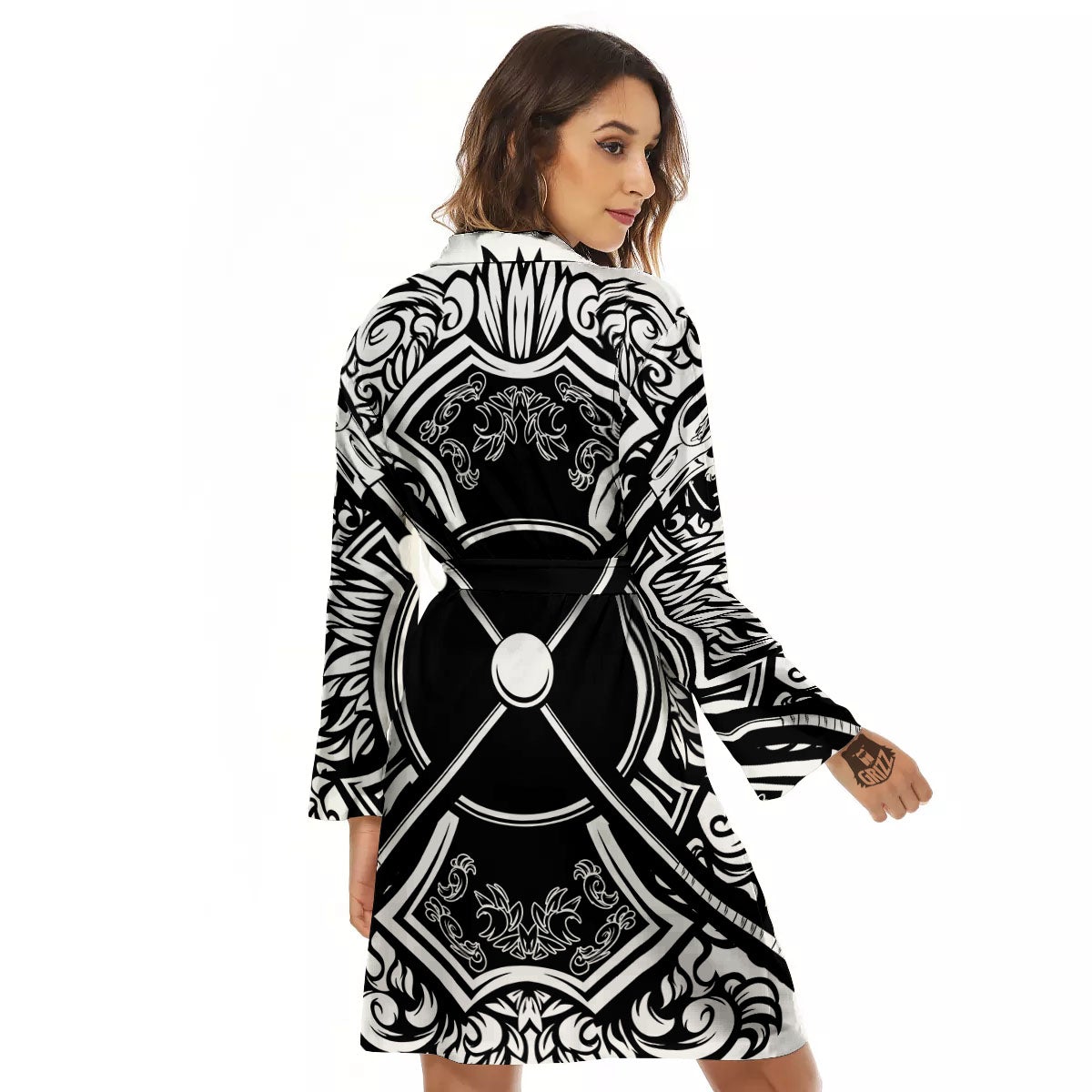 Sticks Lacrosse Ornate Wing Print Women's Robe-grizzshop