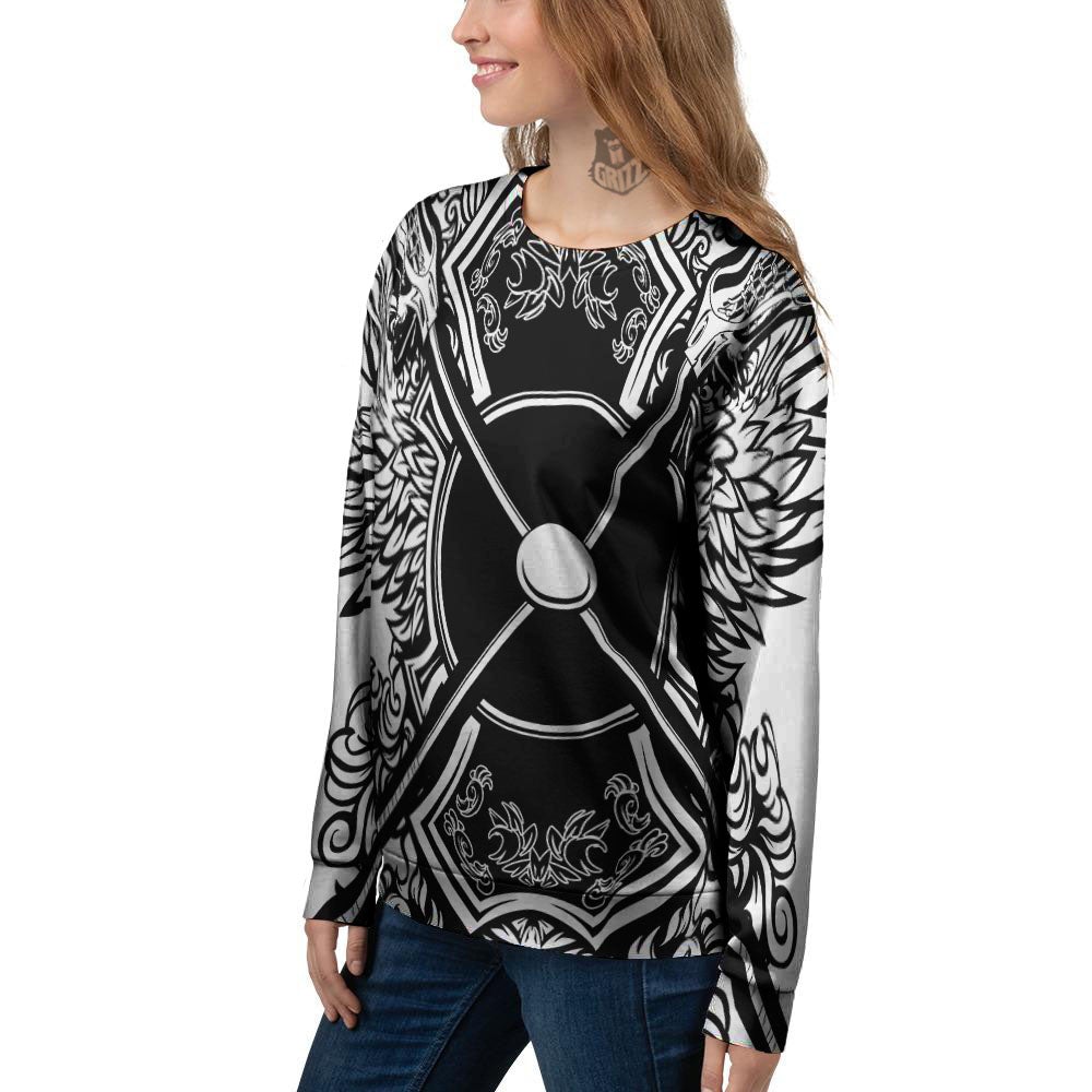 Sticks Lacrosse Ornate Wing Print Women's Sweatshirt-grizzshop