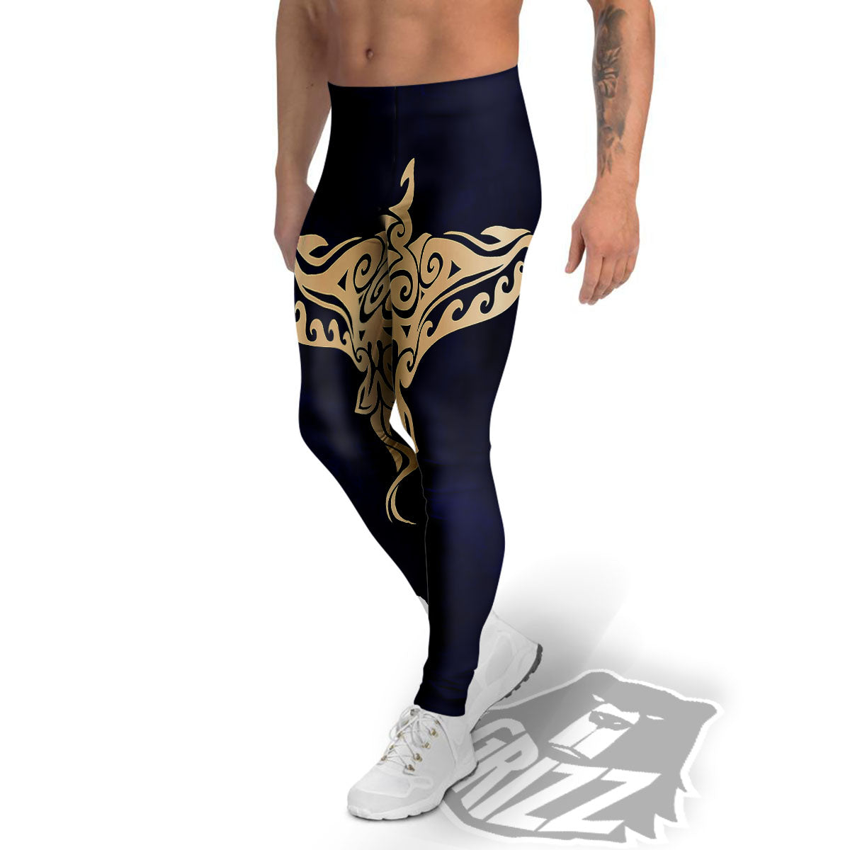 Stingray Spiritual Golden Print Men's Leggings-grizzshop