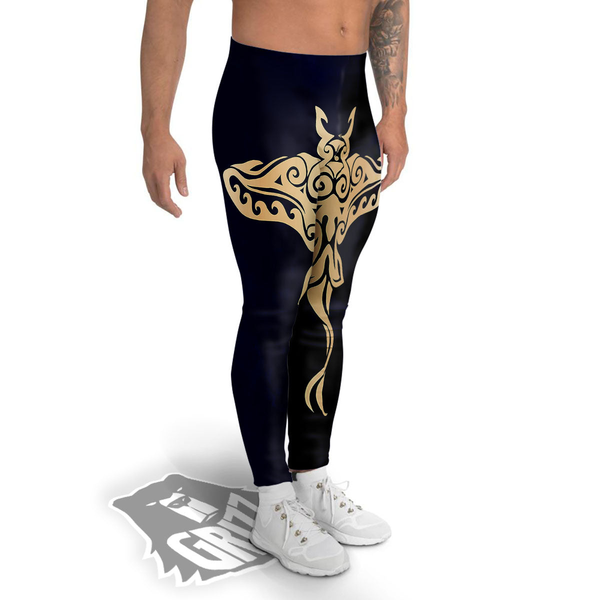 Stingray Spiritual Golden Print Men's Leggings-grizzshop