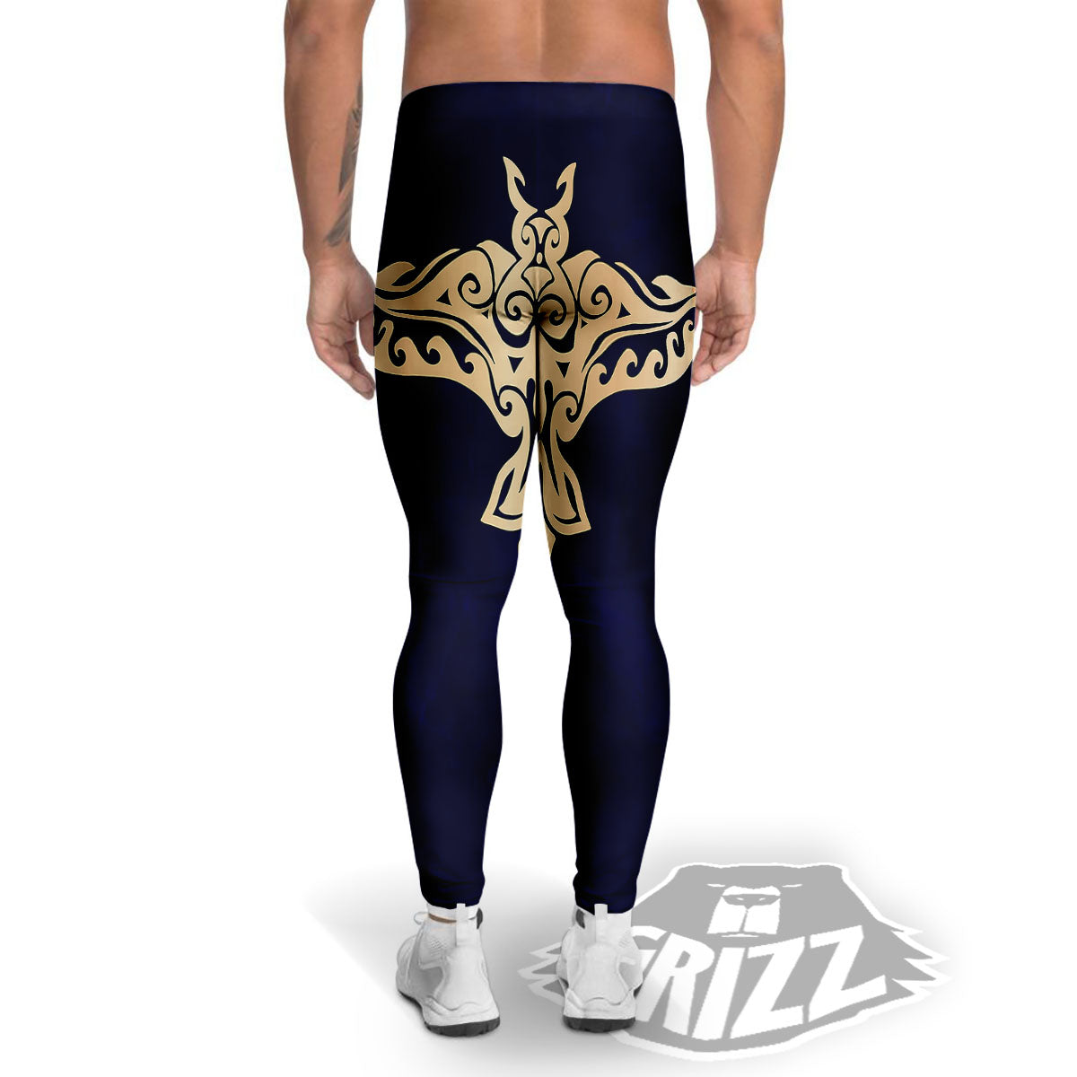 Stingray Spiritual Golden Print Men's Leggings-grizzshop