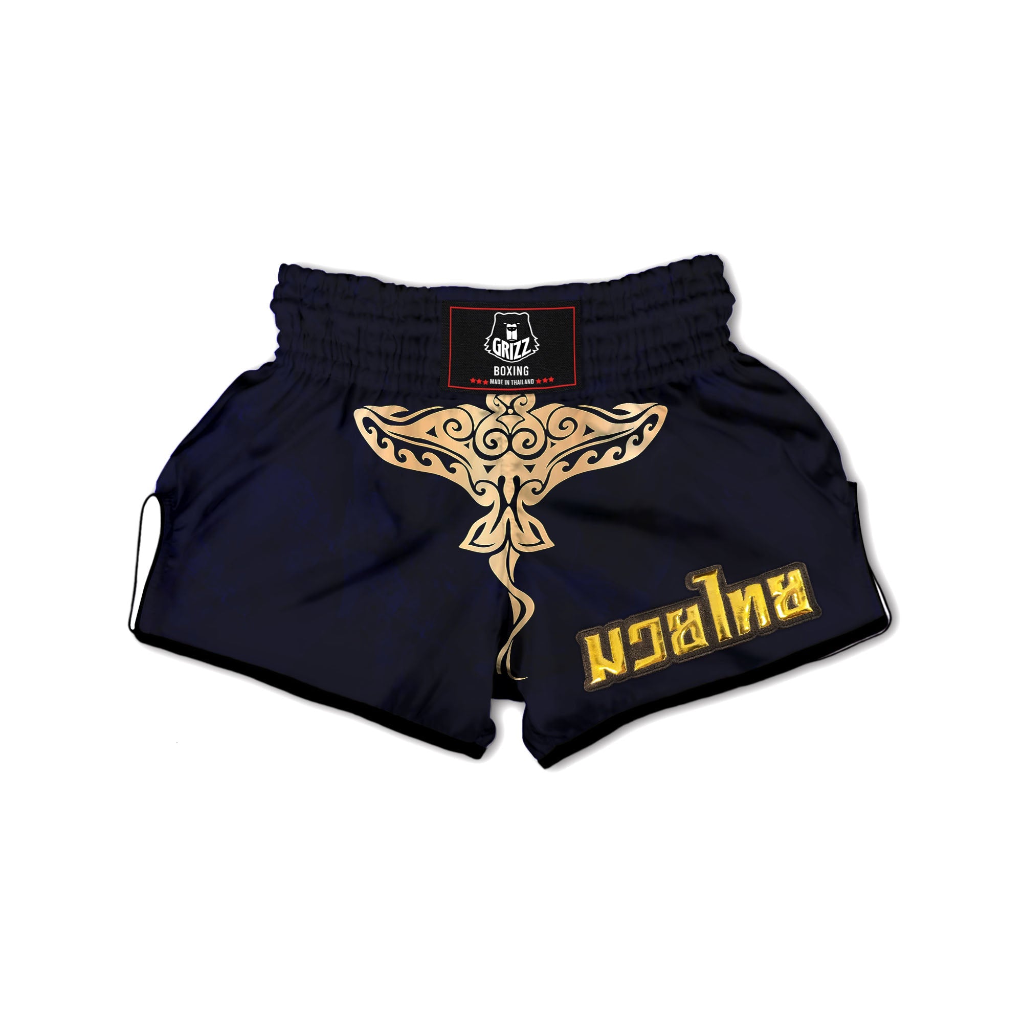 Stingray Spiritual Golden Print Muay Thai Boxing Shorts-grizzshop