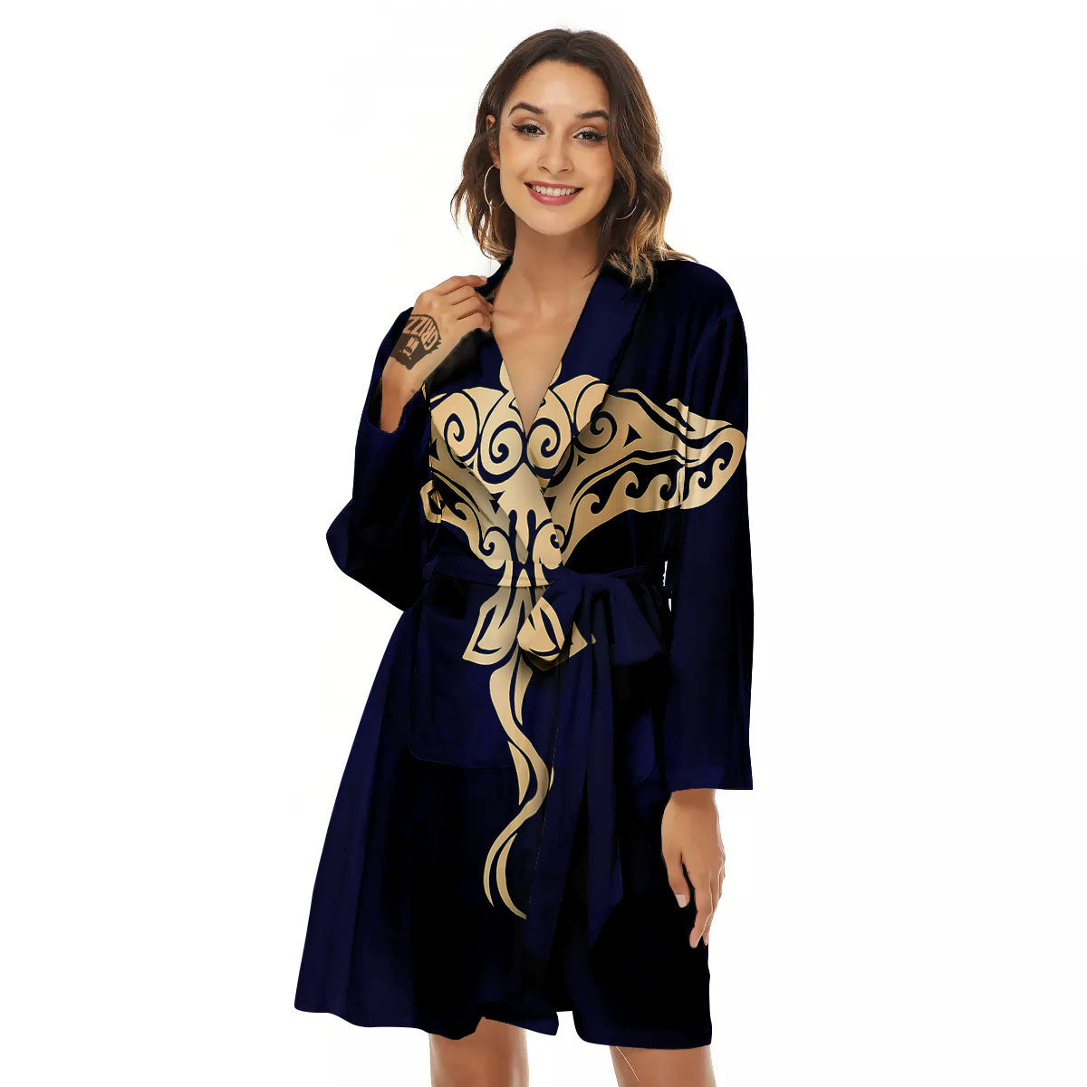 Stingray Spiritual Golden Print Women's Robe-grizzshop