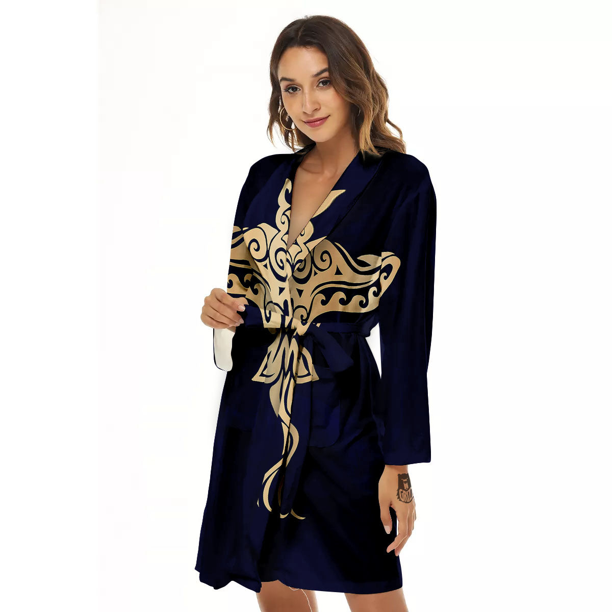 Stingray Spiritual Golden Print Women's Robe-grizzshop