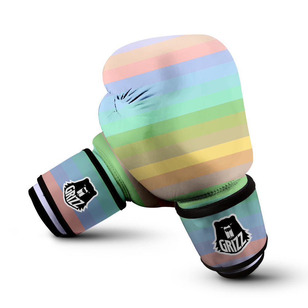 Stiped Rainbow Pastel Print Boxing Gloves-grizzshop