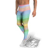 Stiped Rainbow Pastel Print Men's Leggings-grizzshop