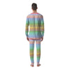 Stiped Rainbow Pastel Print Men's Pajamas-grizzshop