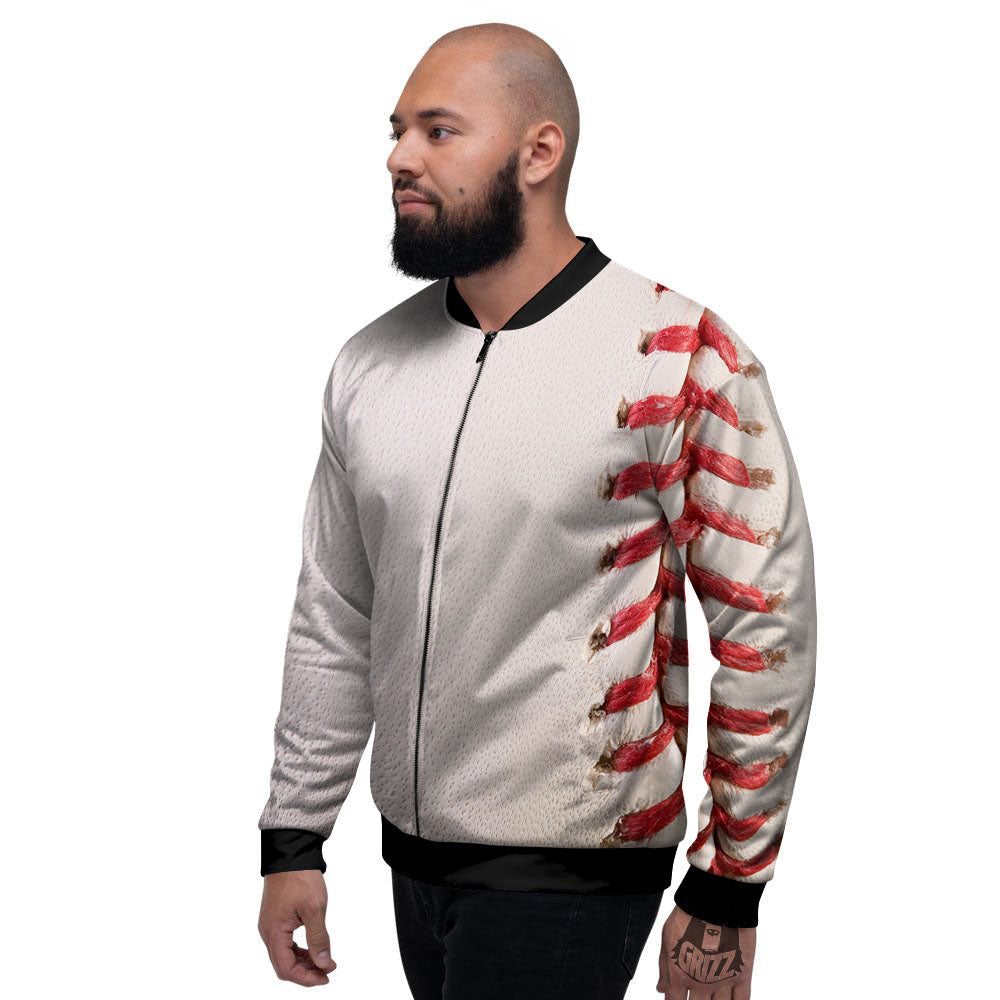Stitching Baseball Print Men's Bomber Jacket-grizzshop