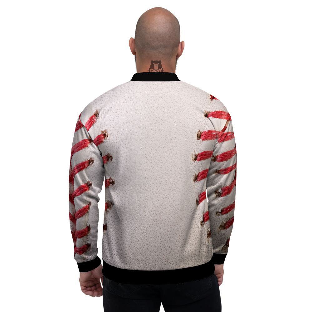 Stitching Baseball Print Men's Bomber Jacket-grizzshop