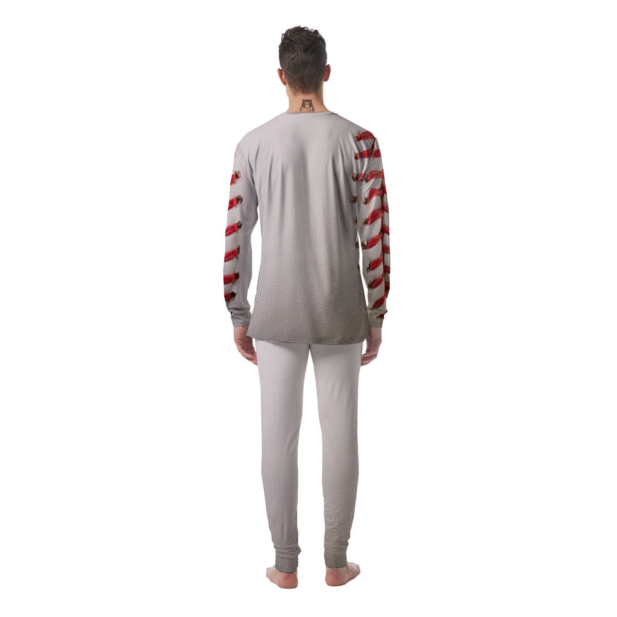 Stitching Baseball Print Men's Pajamas-grizzshop