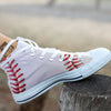 Stitching Baseball Print White High Top Shoes-grizzshop