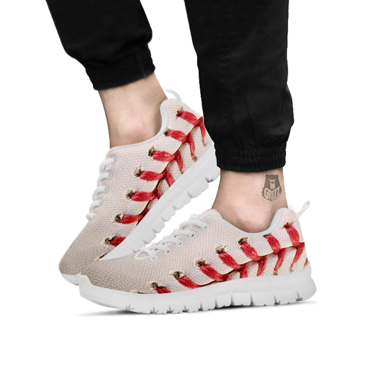 Stitching Baseball Print White Sneaker-grizzshop