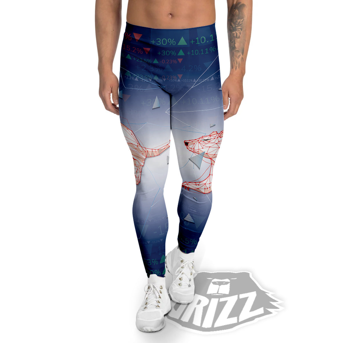 Stock Market Bear And Bull Print Men's Leggings-grizzshop